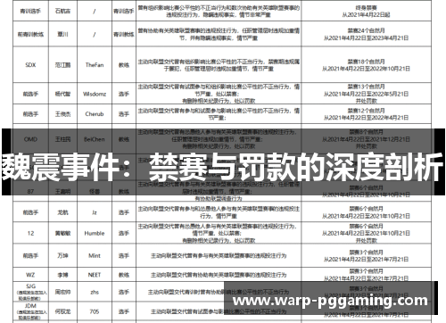 魏震事件：禁赛与罚款的深度剖析